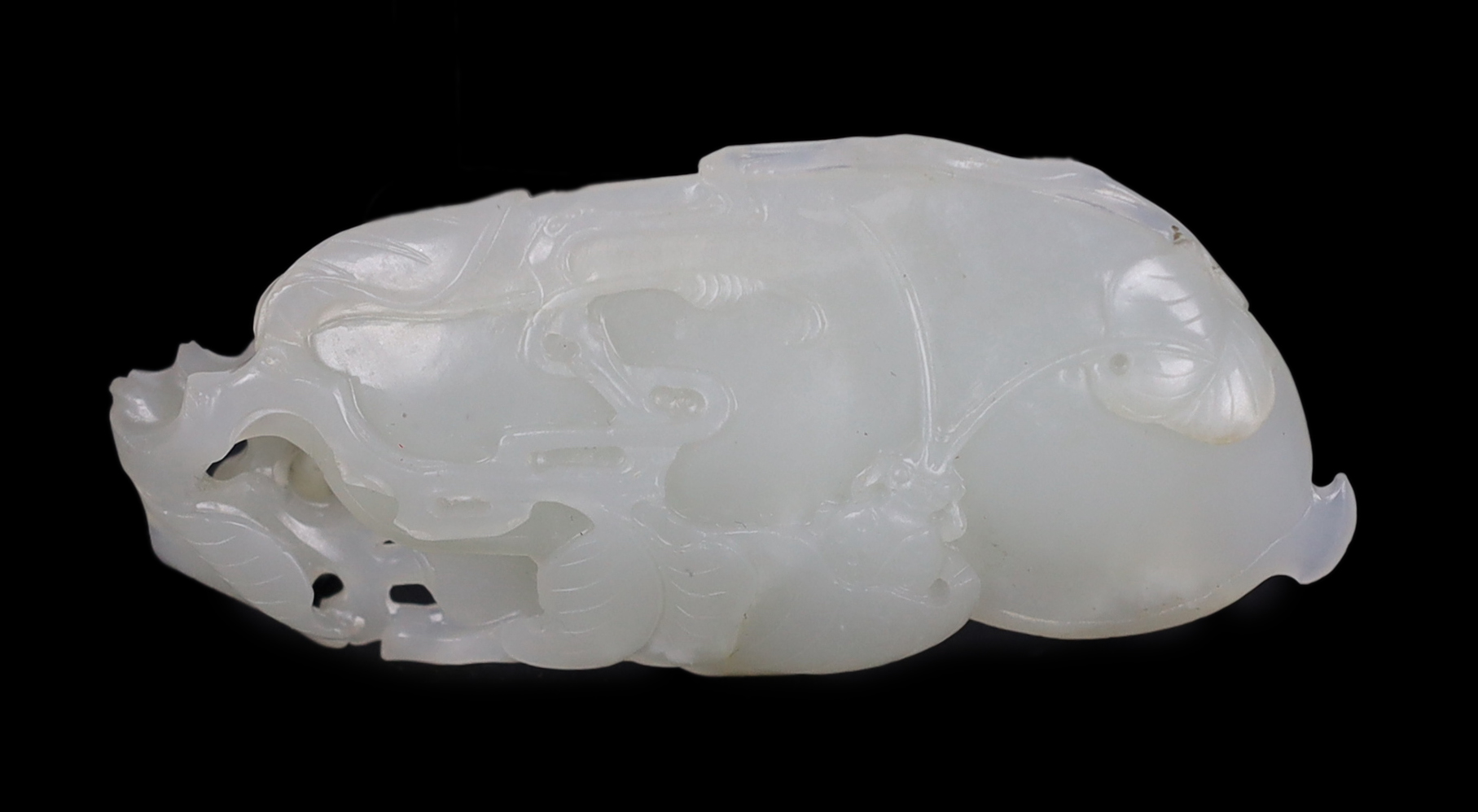 A Chinese white jade pendant, carved as a gourd, Qianlong period
